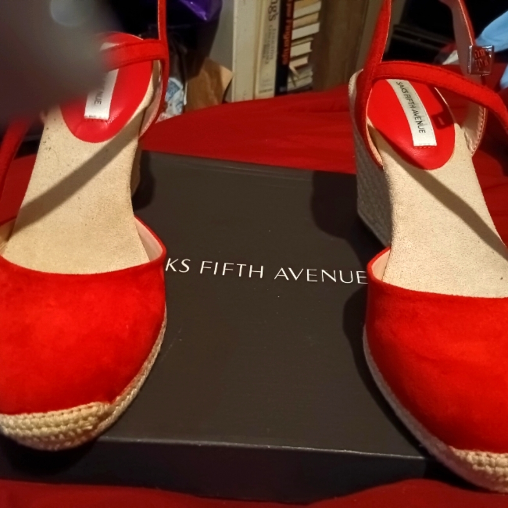 Red Wedge heels suede